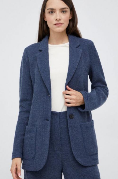 Sako s prímesou vlny Emporio Armani tmavomodrá farba, jednoradová, melanžová