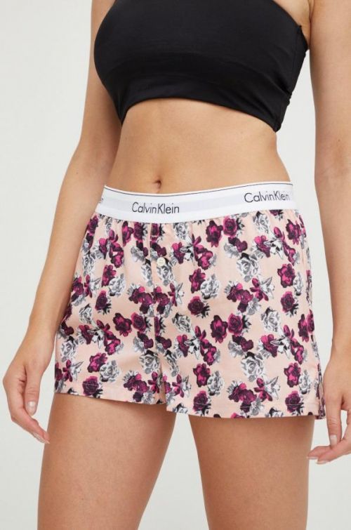 Bavlnené pyžamové šortky Calvin Klein Underwear fialová farba, bavlnená