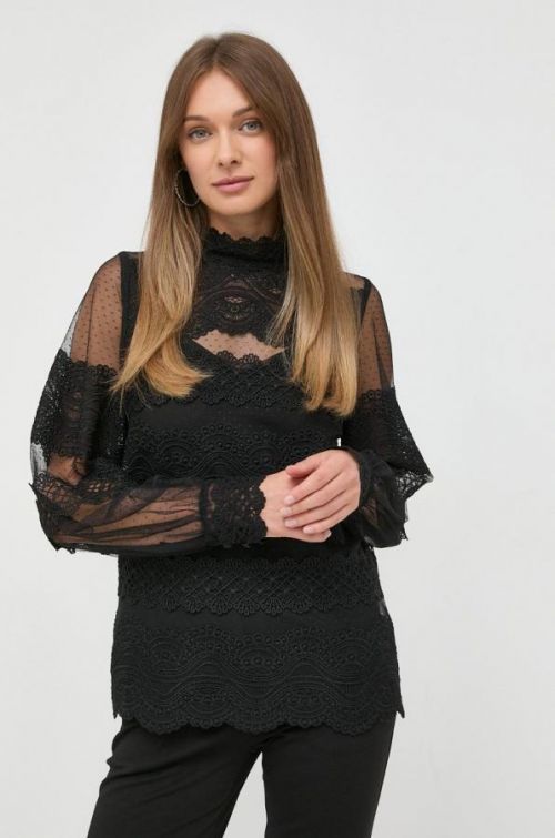 Blúzka Twinset dámska, čierna farba, s nášivkou