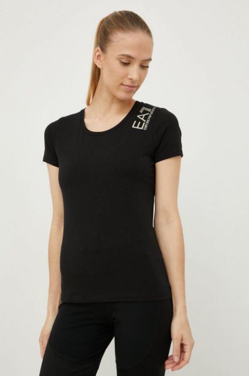 Tričko EA7 Emporio Armani dámsky, čierna farba,