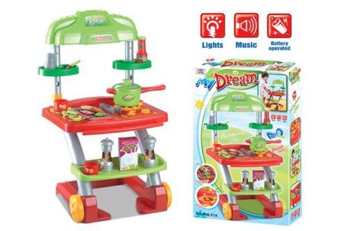 Hrací set G21 LOVELY letná kuchynka s grilom na kolieskach