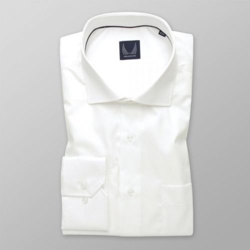 Pánska košeľa slim fit biela s hladkým vzorom 14187