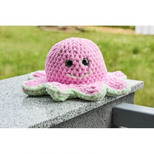 DR Handmade háčkovaná Chobotnička - ružovo-zelená