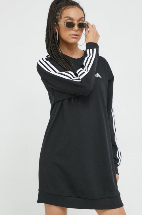 Bavlnená mikina adidas dámska, čierna farba, s nášivkou