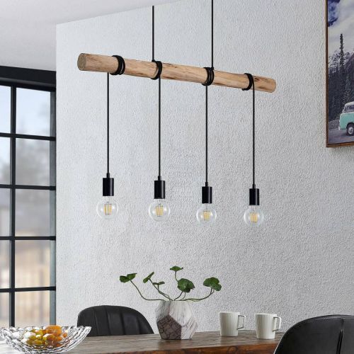 Lindby Ferris drevená závesná lampa, 4-plameňová