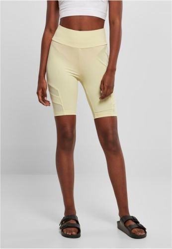 Urban Classics Ladies High Waist Tech Mesh Cycle Shorts softyellow - XS
