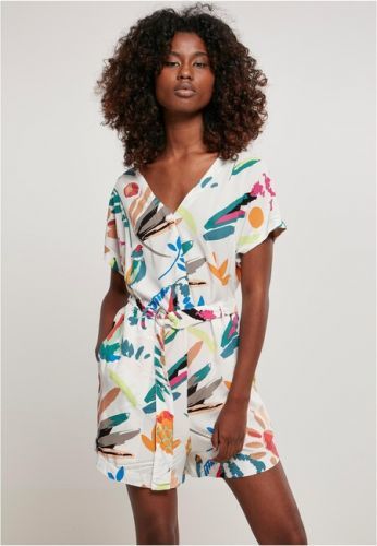Urban Classics Ladies Short Viscose Belt Jumpsuit whitesandfruity - XS