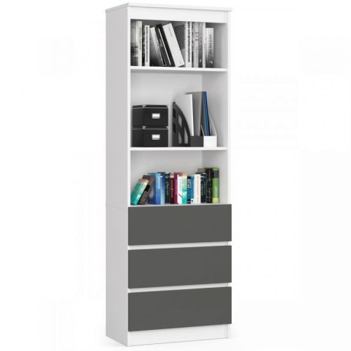 Knihovna R 60 cm bílá/šedá