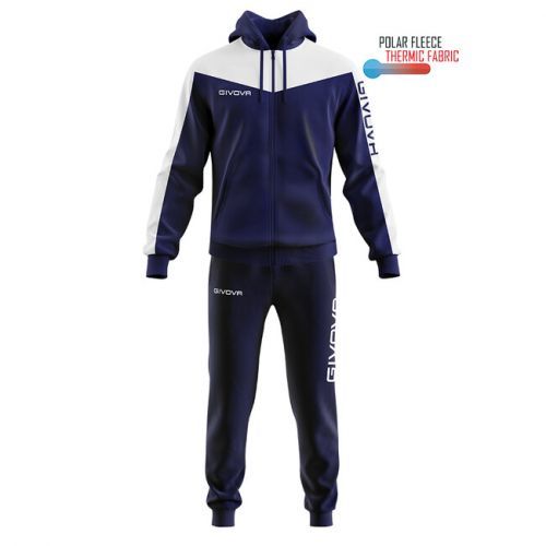 TUTA ROMA CON CAPPUCCIO POLARFLEECE BLU/BIANCO Tg. 2XL