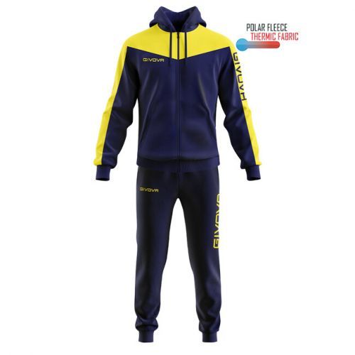 TUTA ROMA CON CAPPUCCIO POLARFLEECE BLU/GIALLO Tg. 2XL