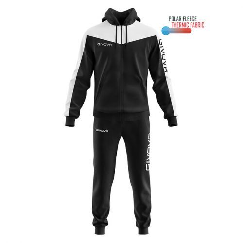 TUTA ROMA CON CAPPUCCIO POLARFLEECE NERO/BIANCO Tg. 2XL