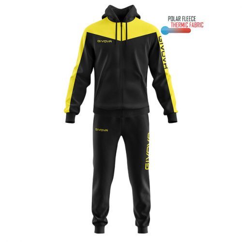 TUTA ROMA CON CAPPUCCIO POLARFLEECE NERO/GIALLO Tg. 2XL