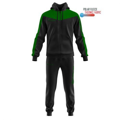 TUTA ROMA CON CAPPUCCIO POLARFLEECE NERO/VERDE Tg. 2XL