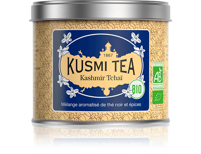 Kusmi Tea Sypaný čierny čaj Kashmir Tchai Bio, kovová dóza 100 g 21722A1070