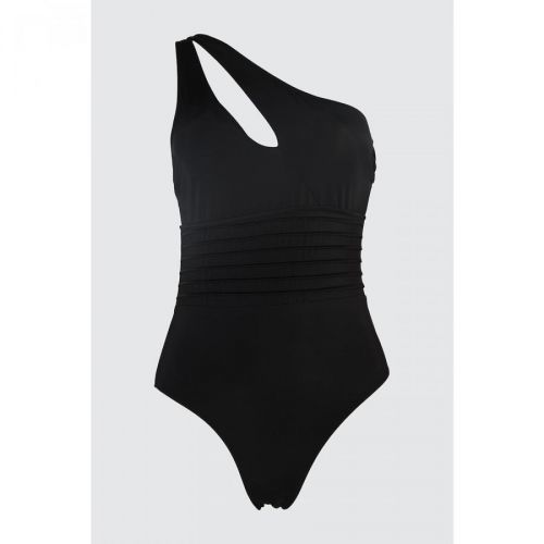 Trendyol Black Rib Detailed One Shoulder Swimsuit
