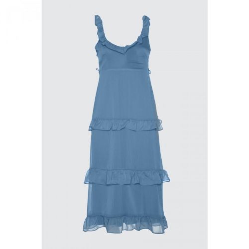 Trendyol Blue Frilly Chiffon Dress