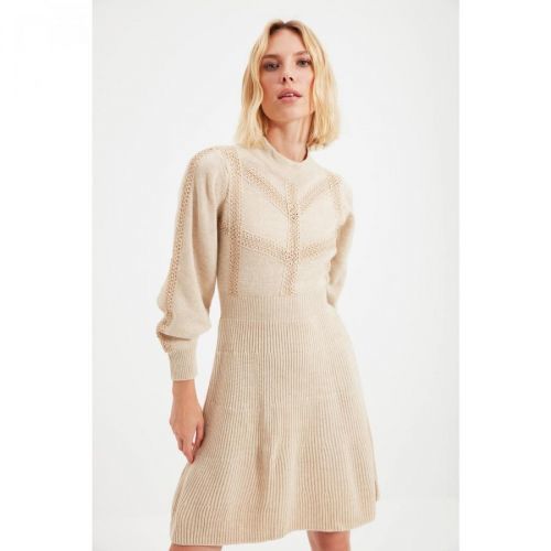 Trendyol Beige Knitted Detailed Knitwear Dress