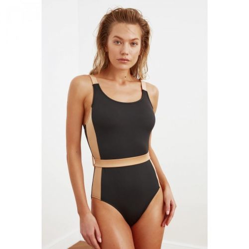 Trendyol Black Color Block Swimsuit