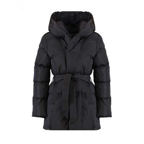 Trendyol Black Belted Oversize Hooded Inflatable Coat