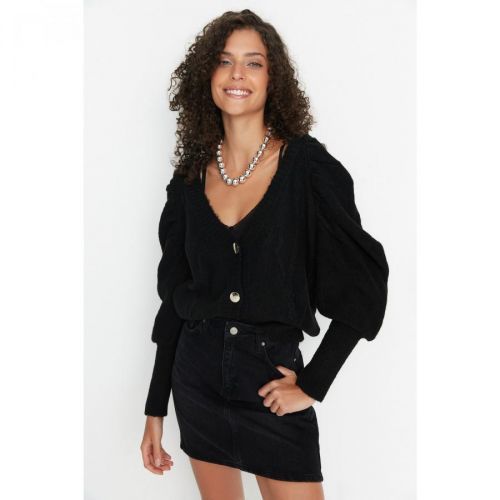 Trendyol Black Knitted Detailed Knitwear Cardigan