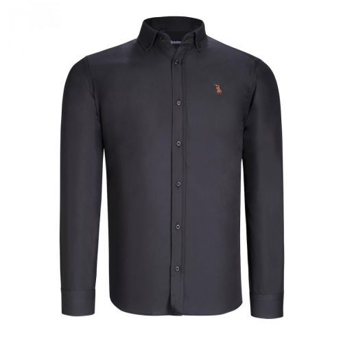 G725 DEWBERRY MEN'S SHIRT-PLAIN BLACK