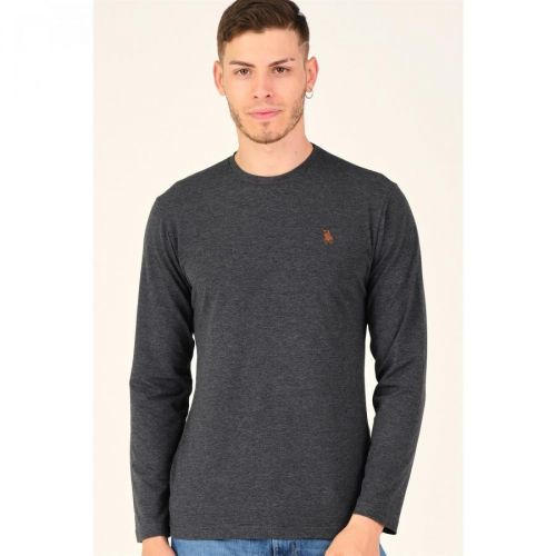 T8588 DEWBERRY BIKE COLLAR LONG SLEEVE T-SHIRT-GREY ANTHRACITE