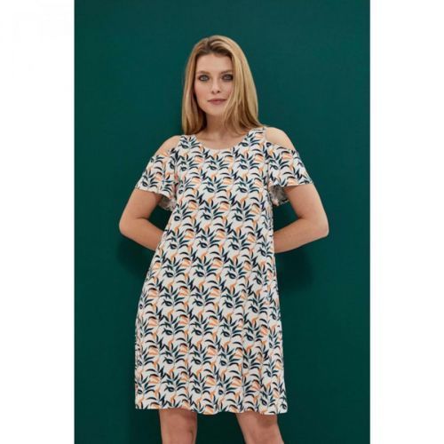 Patterned cold arms dress