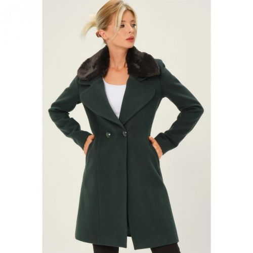 Z6643 DEWBERRY LADY COAT-DARK GREEN