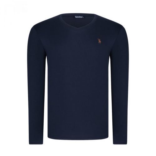 T8587 DEWBERRY V-NECK MEN'S LONG SLEEVE T-SHIRT-LIGHT NAVY BLUE