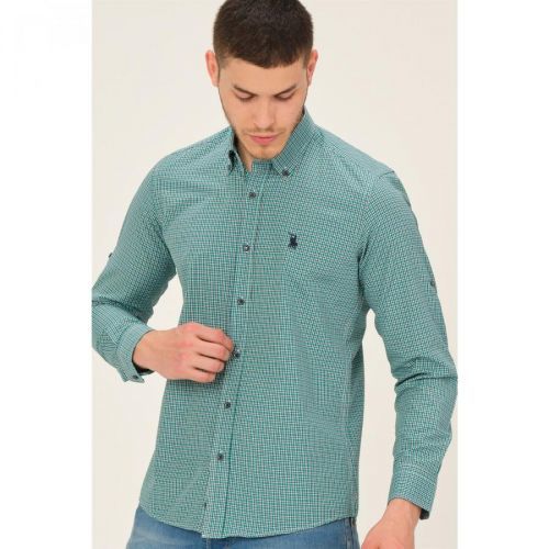 G769 DEWBERRY MEN'S SHIRT-GREEN-NAVY BLUE