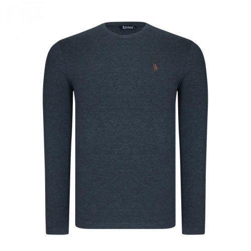 T8588 DEWBERRY BIKE COLLAR LONG SLEEVE T-SHIRT-CLEAR ANTHRACITE
