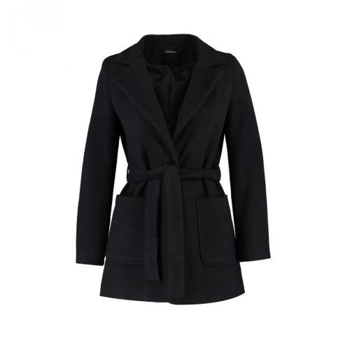 Trendyol Black Belted Oversize Snap Closure Cachet Coat