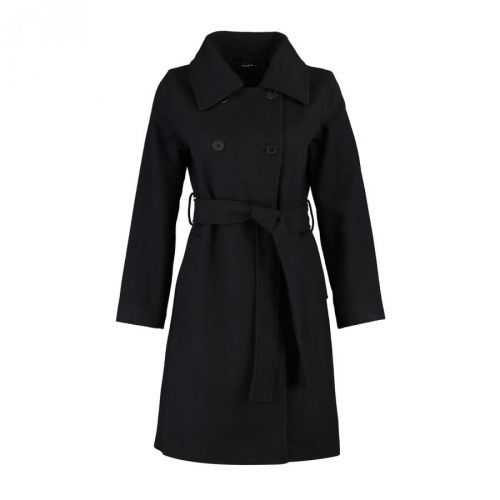 Trendyol Black Belted Oversize Button Detailed Stamp Coat