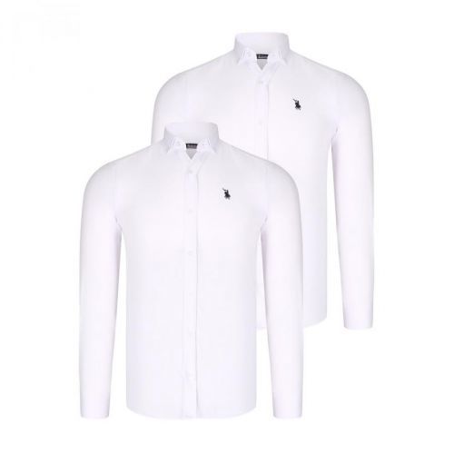 DUO SET G725 DEWBERRY MEN'S SHIRT-WHITE-WHITE