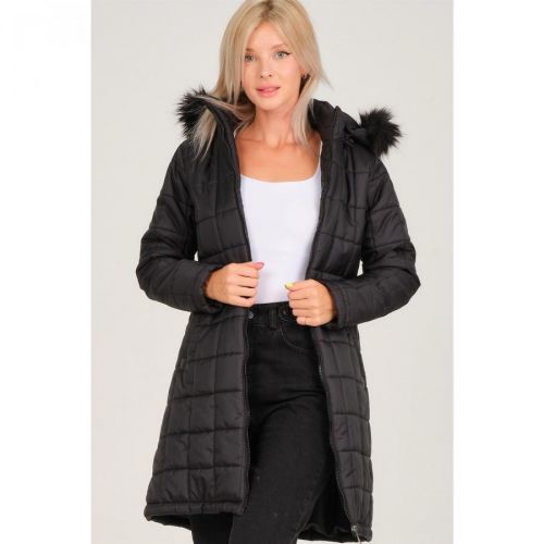Z6653 DEWBERRY LADY COAT-LIGHT BLACK