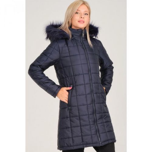Z6653 DEWBERRY LADIES COAT-LIGHT NAVY BLUE