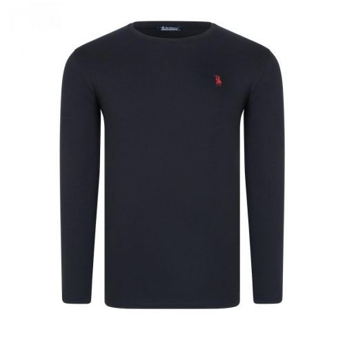 T8588 DEWBERRY BIKE COLLAR LONG SLEEVE T-SHIRT-LIGHT BLACK