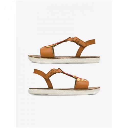 Red-Brown Girl Leather Sandals Camper - Girls