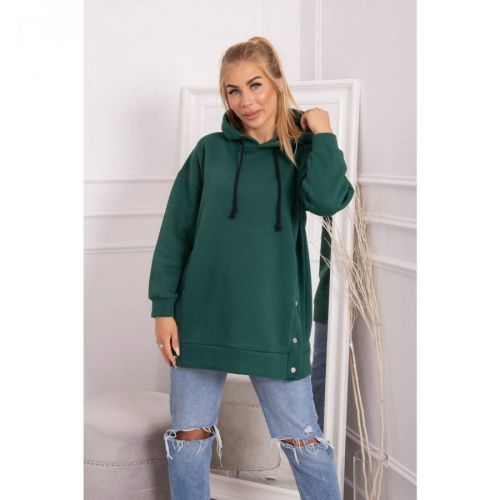 Insulated sweatshirt with press studs dark green