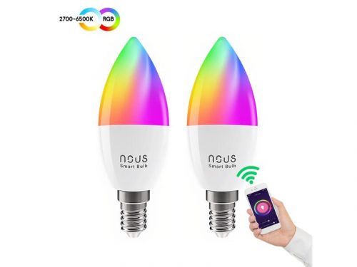 Smart sada LED žiaroviek E14 4,5W RGB Nous P4/2pack WiFi Tuya