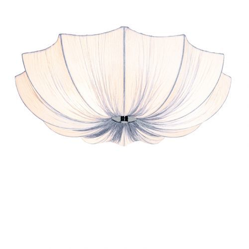 Design plafondlamp grijs zijden 52 cm 3-lichts - Plu
