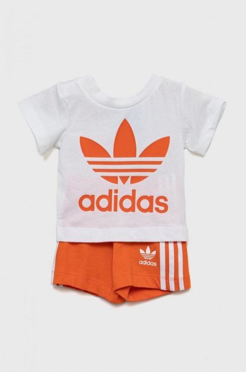 Detská bavlnená súprava adidas Originals oranžová farba