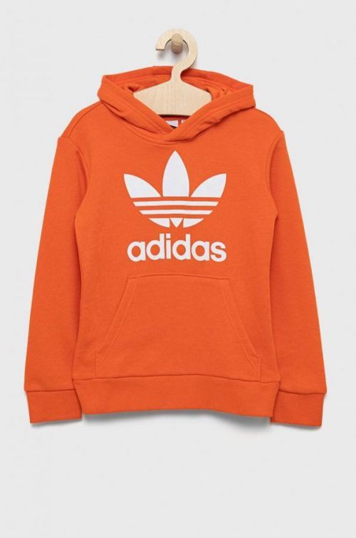 Detská mikina adidas Originals oranžová farba, s potlačou