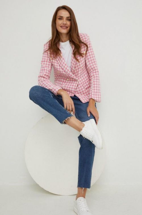 Sako Answear Lab ružová farba, jednoradová, vzorovaná