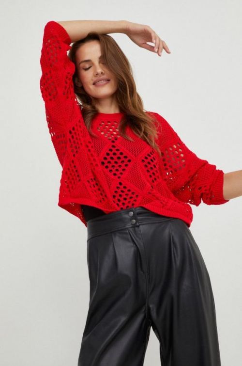 Sveter Answear Lab dámsky, červená farba, tenký,