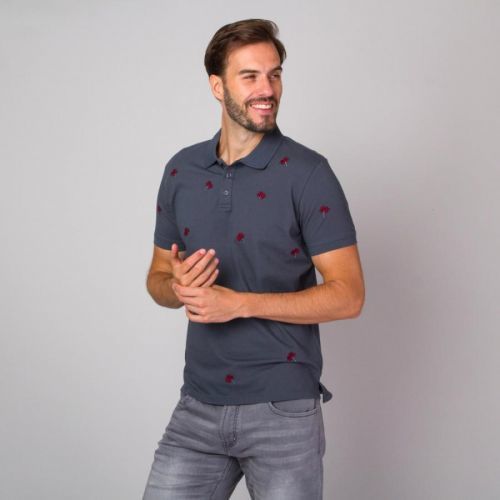 Pánske polotričko grafitovej farby so vzorom paliem 14241