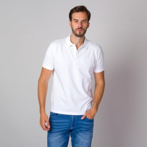 Pánske polotričko bielej farby s hladkým vzorom 14247