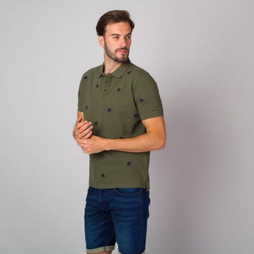 Pánske polotričko zelenej farby s potlačou paliem 14252