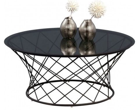 Okrúhly konferenčný stolík Noa 80 cm, čierny/sivý%