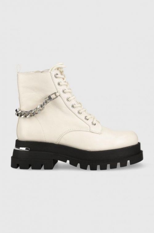 Kožené workery Aldo Grandeur dámske, biela farba, na plochom podpätku,